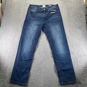 Zak Jeans Mens 36x34 Blue Cotton Denim Straight Leg Faded Slim Workwear Stretch